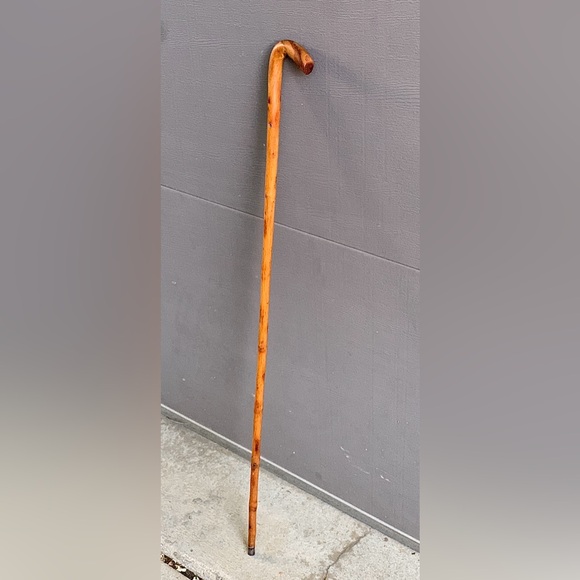 Antique Artisan Hand Crafted Metal Tip Solid Root Wood Cane Walking Stick - Picture 2 of 16